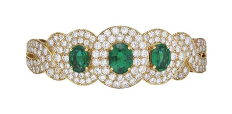 Emerald And Diamond Necklace And Bangle Set Mount By Van Cleef