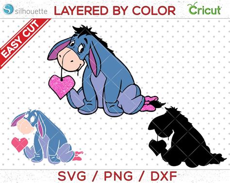 Eeyore Cut File Donkey Svg Love Svg Valentines Svg Eeyore Svg Heart Svg