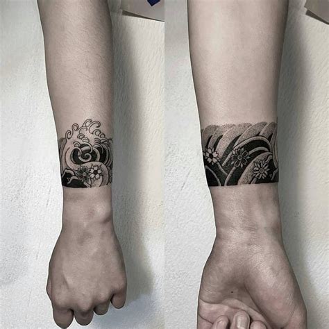 Body Tattoos Japanese Wave Cuff By Oozytattoo