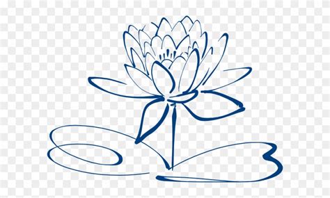 Lotus Flower Outline Blue Clip Art At Clipart Library Drawing Black