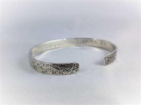 Hammered Silver Cuff Bracelet Solid Sterling Silver Rustic Mens
