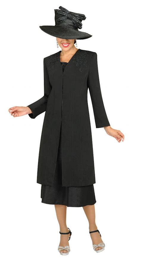 Night suits for ladies are available. Women Church Suits BLACK G3813 | Embroidered Duster ...