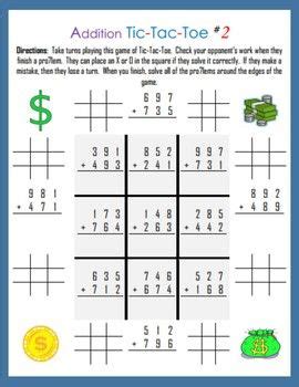 This basic math game is perfect for the early grades when kids are working on adding more than two numbers. Pin on Tic-Tac-Toe Math