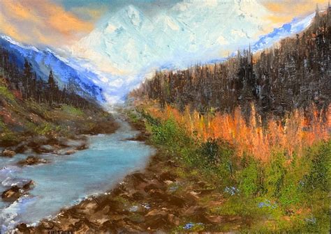 Mountain Landscape Oil Painting On Stretched Canvas 5070 Etsy