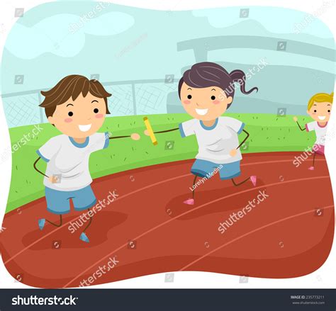 Relay races take the form of professional races and amateur games. Illustration Kids Participating Relay Race Stock Vector ...