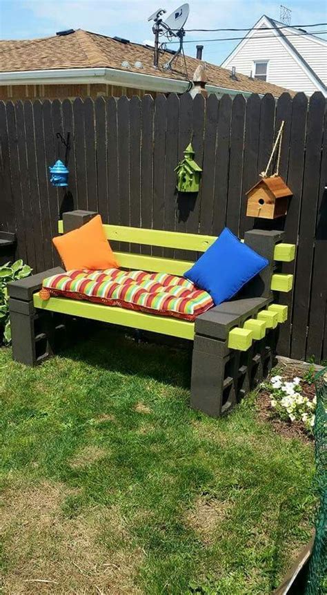 Be it a luxury terrace, an intimate balcony or a front lawn, having an outside space is all that matters. Garden bench made of cinder blocks and pressure treated ...