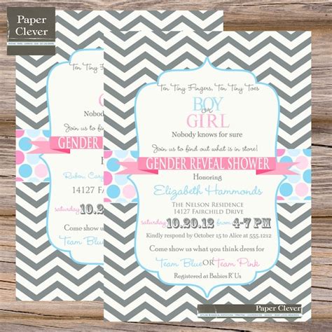 Gender Reveal Baby Shower Invitation Digital File By Paperclever