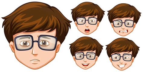 Man with five different facial expressions 413355 Vector Art at Vecteezy