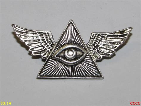 New Steampunk Badge Brooch Pin Wings All Seeing Eye Illuminati Masonic
