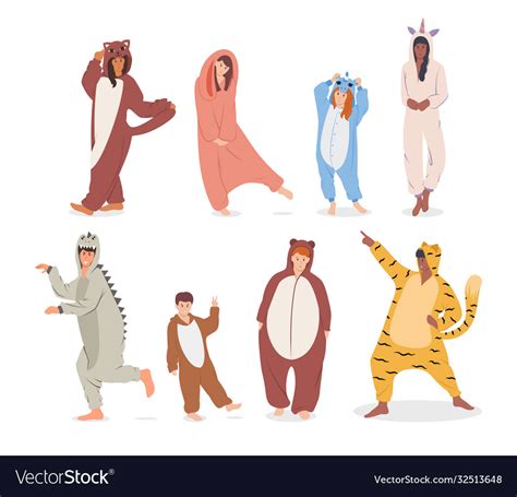 Cartoon Color Characters People In Pajamas Concept