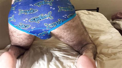 Very Hairy White Dude Teasing My Ass And Pubes In Small Blue Undies