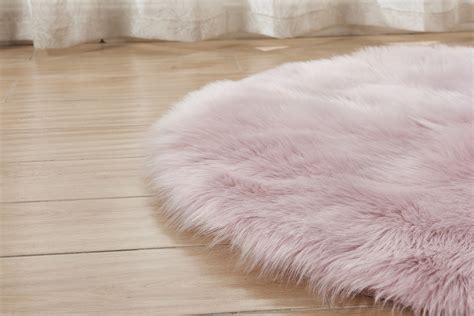 Round Fluffy Rug Shaggy Floor Mat Soft Faux Fur Home Room Bedroom Plush