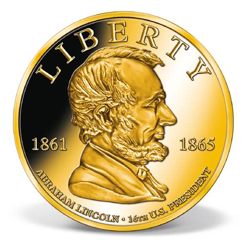 Abraham Lincoln High Relief Commemorative Coin Gold Layered Gold