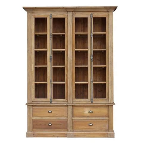 Marcus French Country Reclaimed Wood Double Bookcase Pine Bookcase