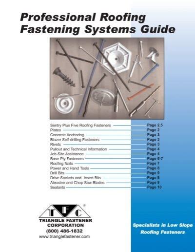Professional Roofing Fastening Systems Guide Triangle Fastener