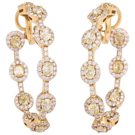 Diamond Multi Gemstone Gold Hoop Earrings At 1stdibs