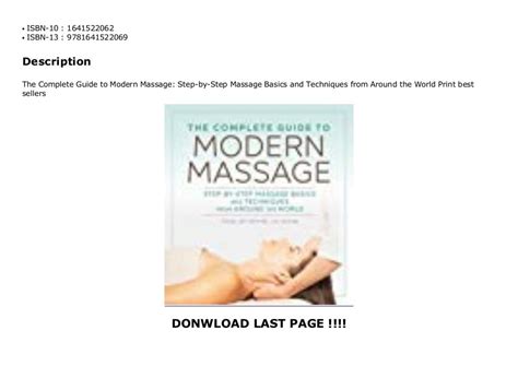 The Complete Guide To Modern Massage Step By Step Massage Basics And