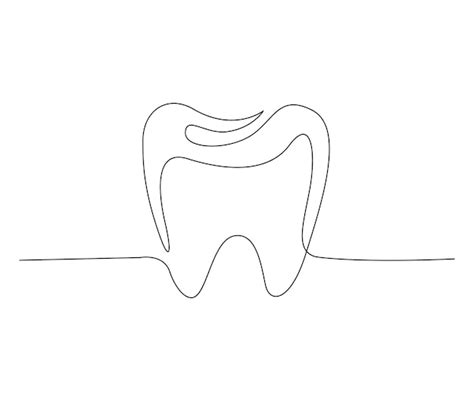 Premium Vector A Line Drawing Of A Tooth
