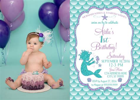 On Sale Baby Mermaid Birthday Invitation Mermaid Party Invite Etsy