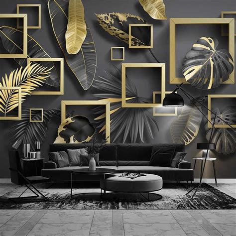 Custom 3d Photo Wallpaper Murals Modern Creative Golden Leaf 3d