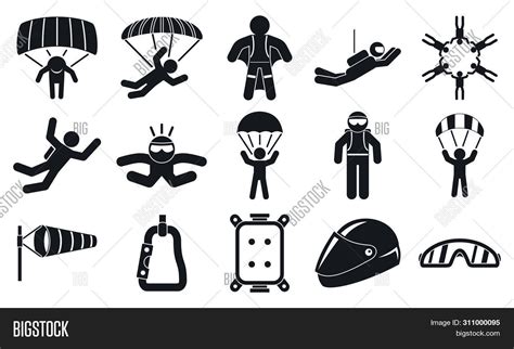 Skydivers Icons Set Image And Photo Free Trial Bigstock