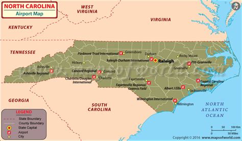 Airports In North Carolina Map Of North Carolina With Airports