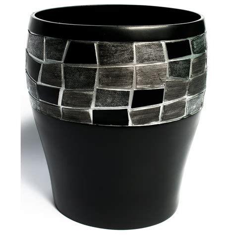 Popular Bath Mosaic Stone Black Bath Collection Bathroom Waste Basket
