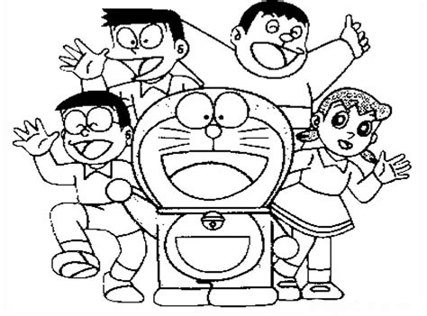 Sketsa Gambar Doraemon Nobita Dan Kawan Kawan Untuk Belajar Mewarnai