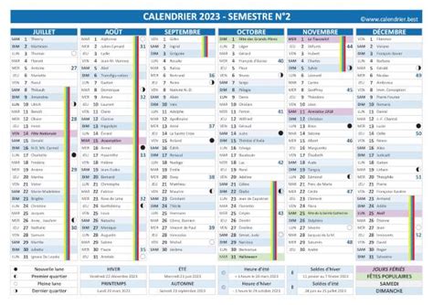 Calendrier 2023 Complet Avec Fêtes Saints Vacances Calendrierbest