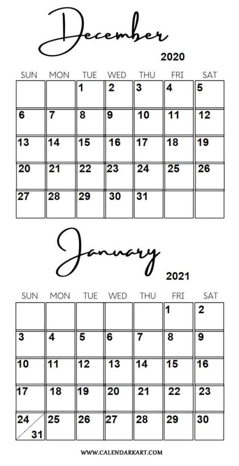 December 27, 2020 to january 2, 2021. December 2020 January 2021 Calendar: Sunday & Monday Start ...
