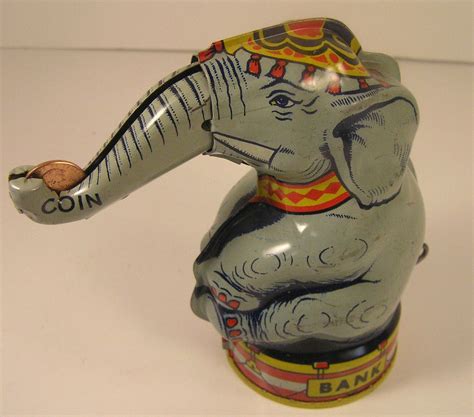 rare vintage original j chein 1940 s circus elephant tin coin bank tin toys antique toys