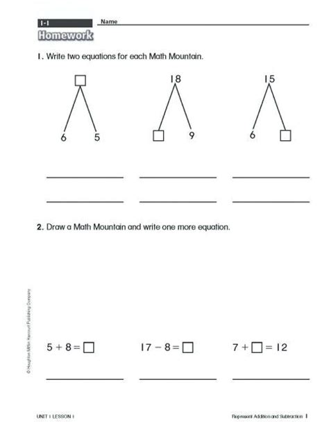 Math Mountain Worksheets 1st Grade Free Worksheets Samples