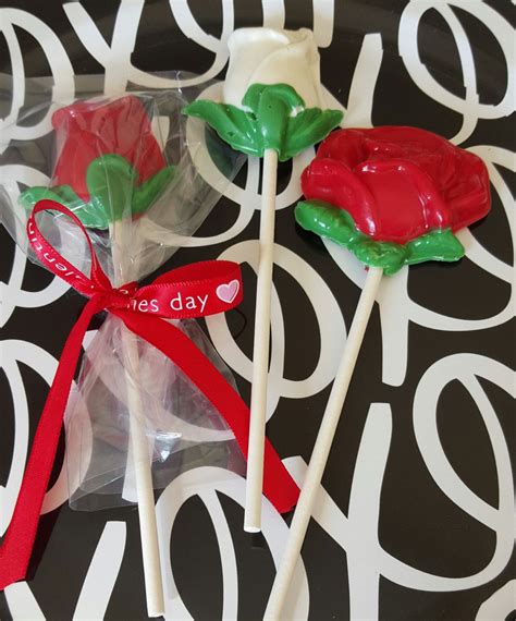 12 Chocolate Rose Pops Valentines Day Rose Candy Pops Dozen