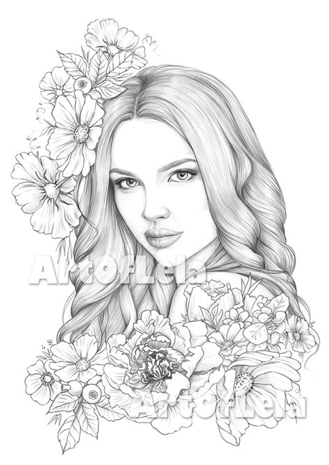 coloring page to download printable adult coloring pages grayscale illustration etsy