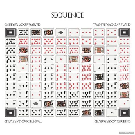 Sequence Game Board Layout Printable Image Free