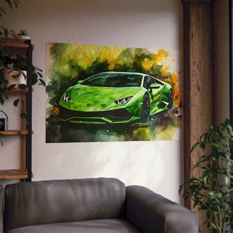 Lamborghini Wall Art Lamborghini Poster Green Lamborghini Sports Car