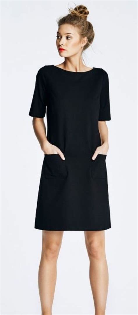 Adorable Black Shift Dress With Pockets The Bright Lip And Top Knot