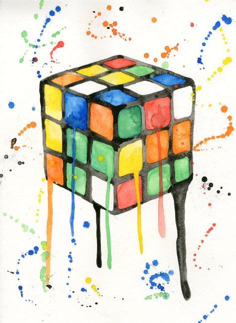 Original Rubiks Cube Watercolor Print By Samssimpledecor On Etsy 10