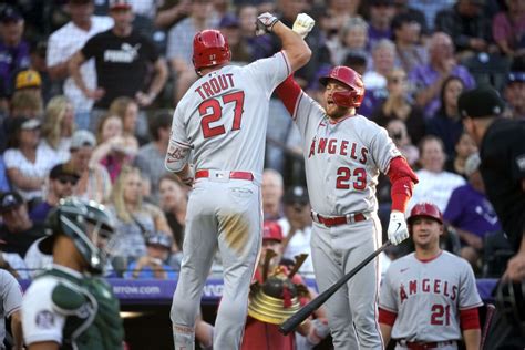 Angels Break Team Records For Runs And Hits In Win Over Rockies Los Angeles Times
