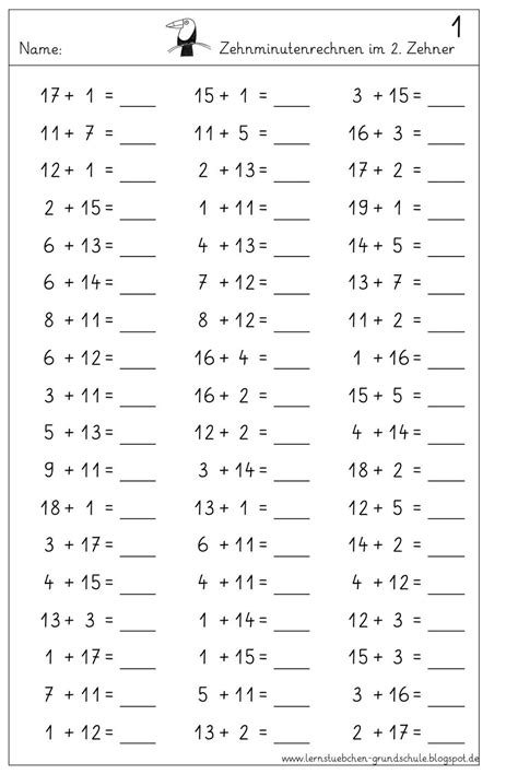 Übungsblätter 1 klasse zum ausdrucken / subtraktion bis 20 für klasse 1 als pdf zum drucken. Übungsaufgaben Mathe Klasse 1 Zum Ausdrucken - Ausmalbild.club