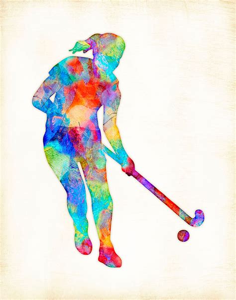Field Hockey Player Watercolor Silhouette Art Print Signed By Dan