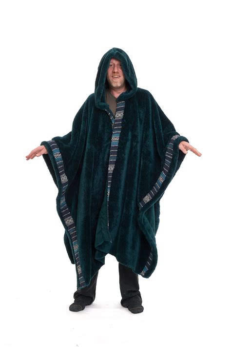 Mens Furry Pixie Wizard Hooded Poncho Pagan Cloak Altshop Uk