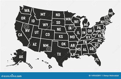 Carte Des Etats Unis D Am Rique Avec Des Noms Courts D Tat Fond Des Etats Unis Illustration De