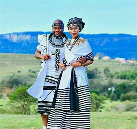 South African Couple In Xhosa Umbhaco Traditional Wedding Attire In