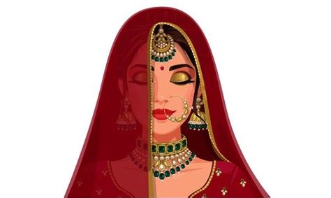 Premium Vector Portrait Of Beautiful Indian Bride Face With Closed Eyes
