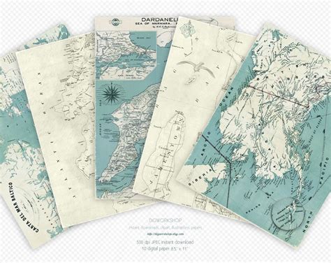 Old Maps Digital Paper Old Sea Charts Vintage Etsy