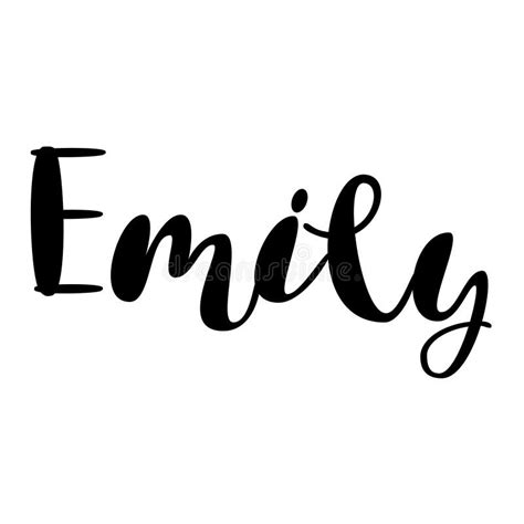 Female Name Emily Lettering Design Handwritten Typography V Stock