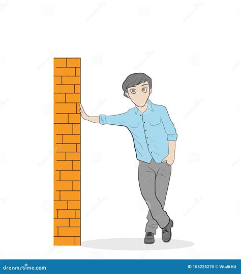 The Man Is Leaning Against The Wall Vector Illustration Stock Vector