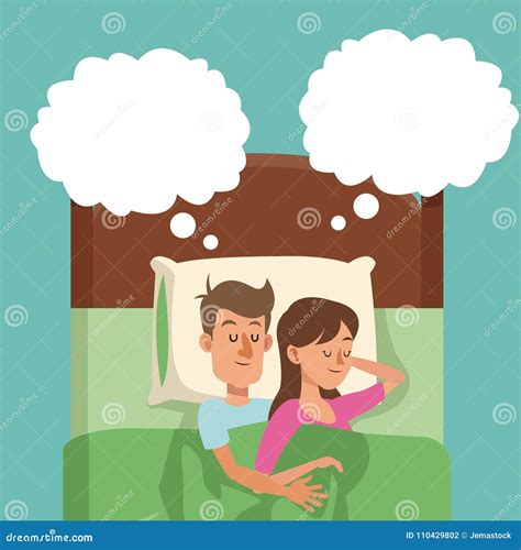 sleeping couple in bed man hugs woman dream stock vector illustration of bedtime girl 110429802