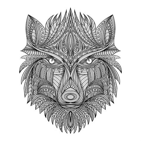 Premium Vector Hand Draw Zentangle Wolf Illustration